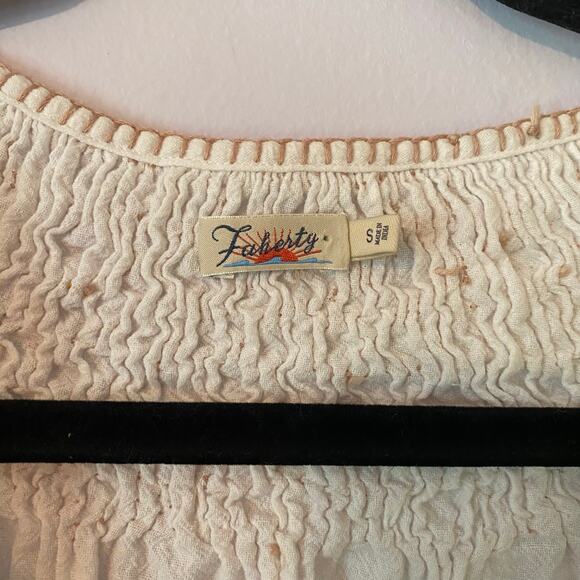 Faherty Women's size Small White Cotton Peasant Embroidered Tunic Blouse - Picture 2 of 10